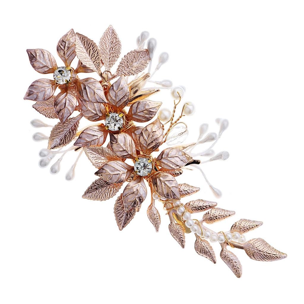 Pinza de pelo hecha a mano for sombreros de flores, accesorios for el cabello de mujer, clip de pico de pato de hoja de oro