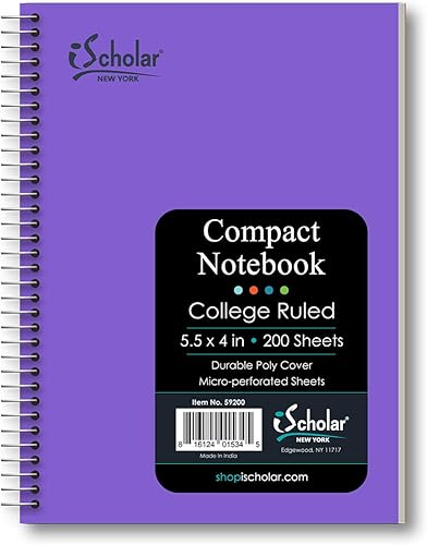 Miniatura 5 de iScholar X-pression Poly Cover - Cuaderno compacto de alambre, con rayas universitarias, 200 hojas, 5.5 x 1 x 4.8 pulgadas, los colores pueden
