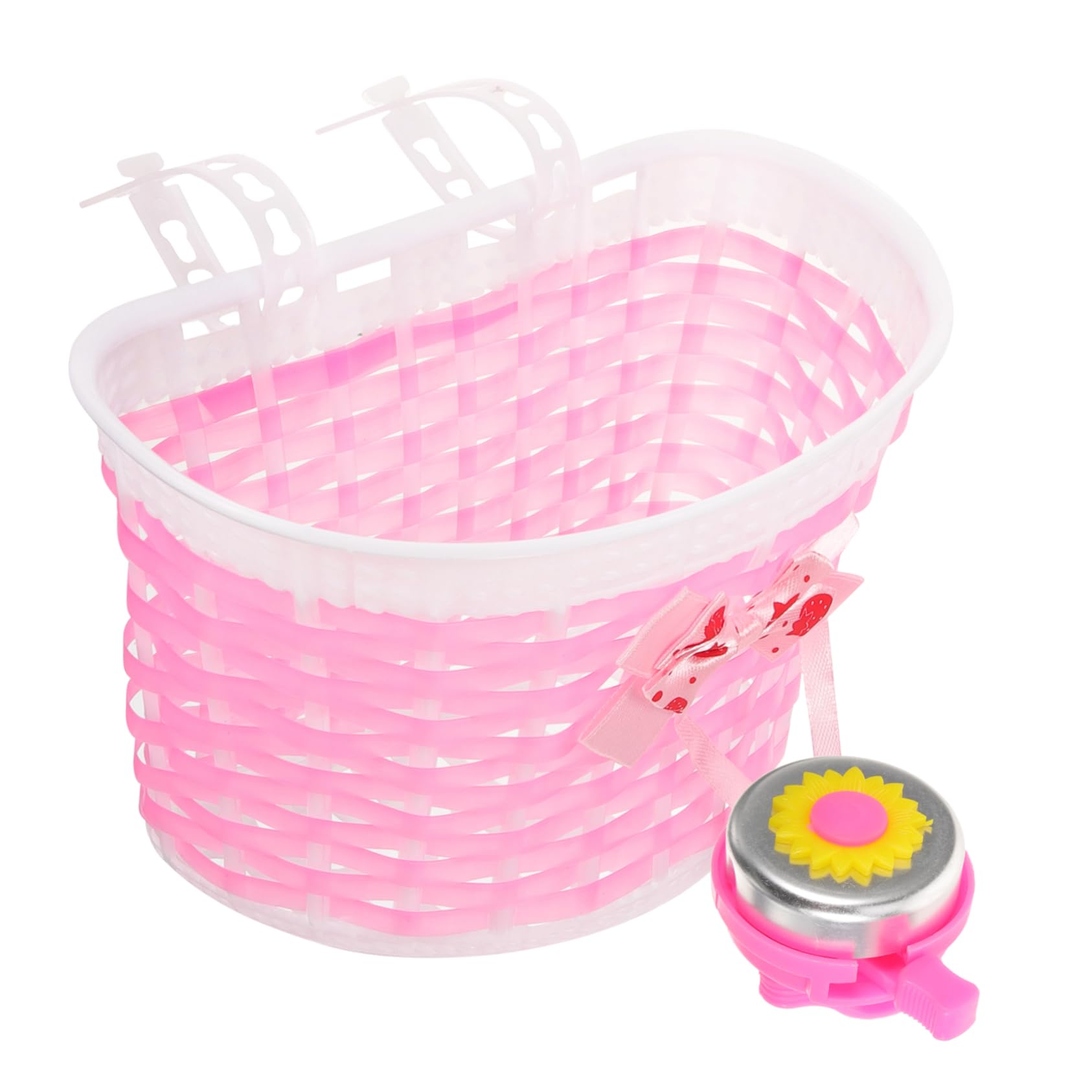 Mikikit 1Set Bike Storage Basket with Bell Durable Pe Material Front Container for Cycling Multi Use Bike Basket for Boys for Scooters and Bicycles