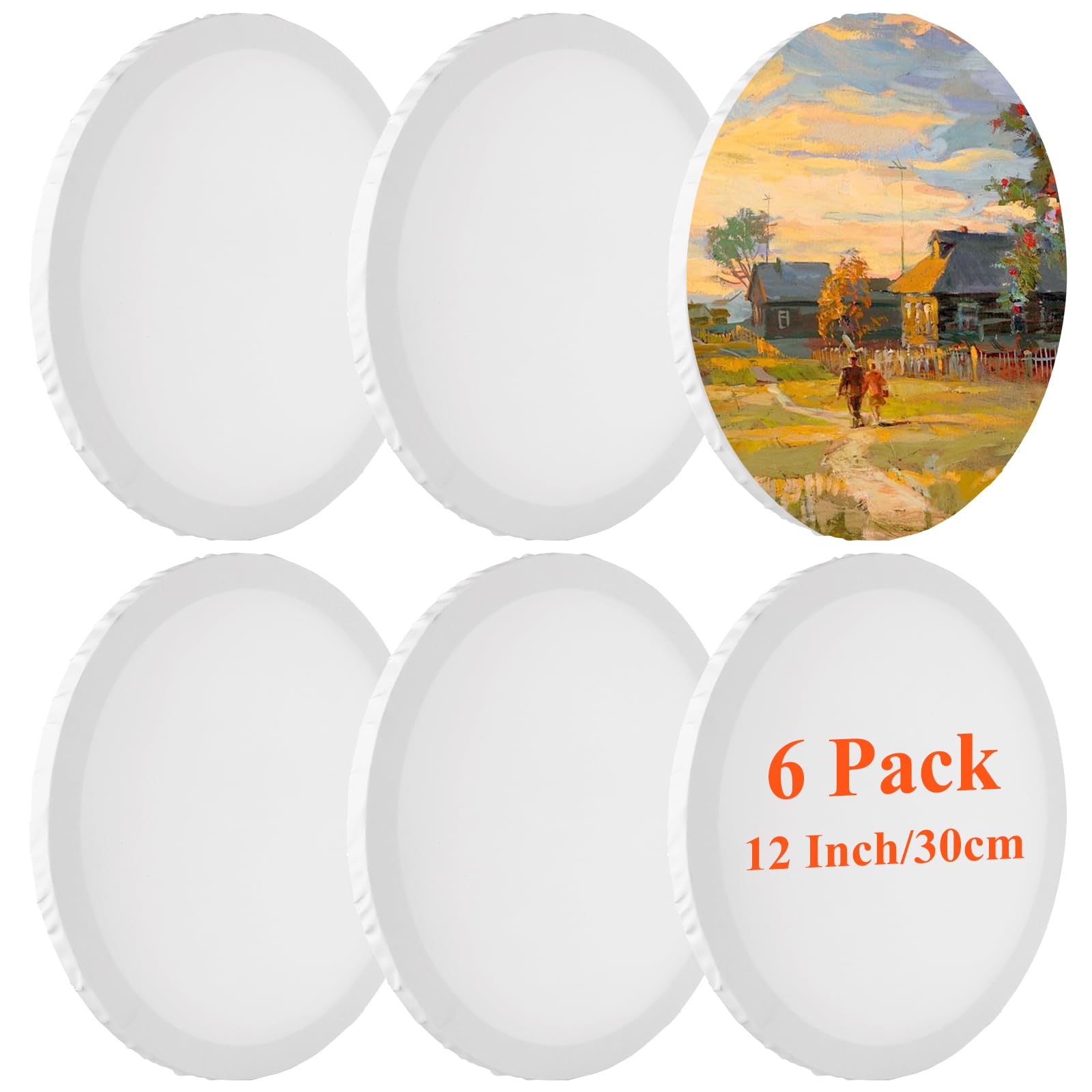 14 Inch Round Canvas Board For Painting U2013 Stretched And Primed, Ready For Oil, Acrylic, Gouache, Crafts U2013 Circle White Canvas Panel (6