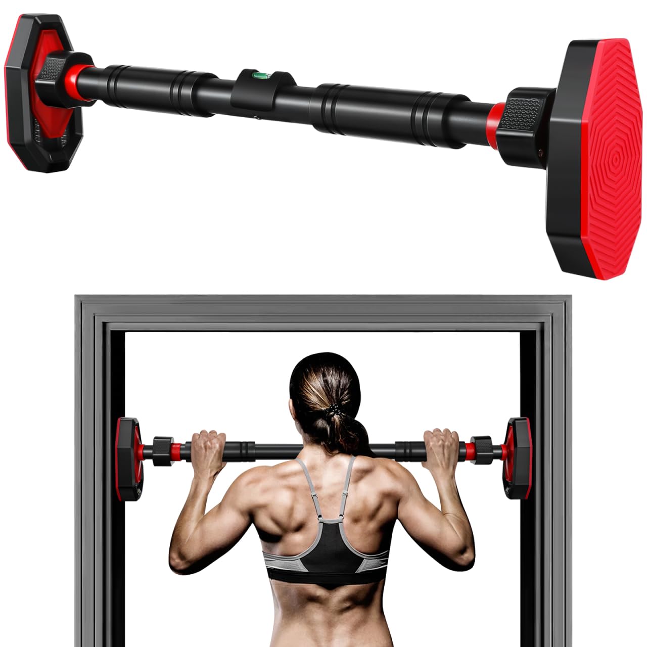 NUOBESTY Adjustable Pull up Bar for Doorway Home Gym Strength Training Equipment Hanging Chin up Bar for Upper