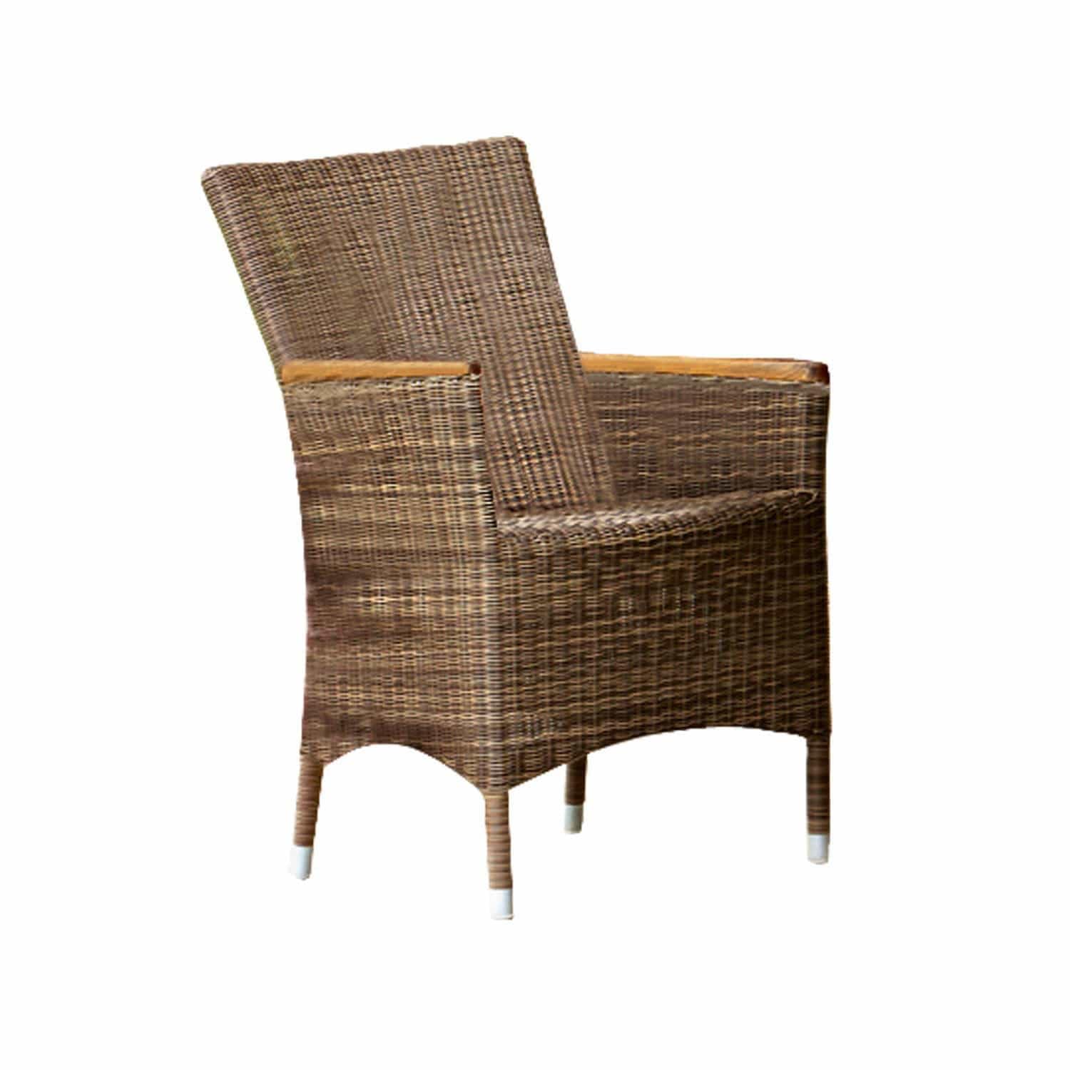 Loberon Sessel Casper, Designklassiker, Hochwertig Geflochten, inkl. Sitzauflage, Gartenmöbel, Outdoor, Sitzmöbel, Kunststoff, Teakholz, braun