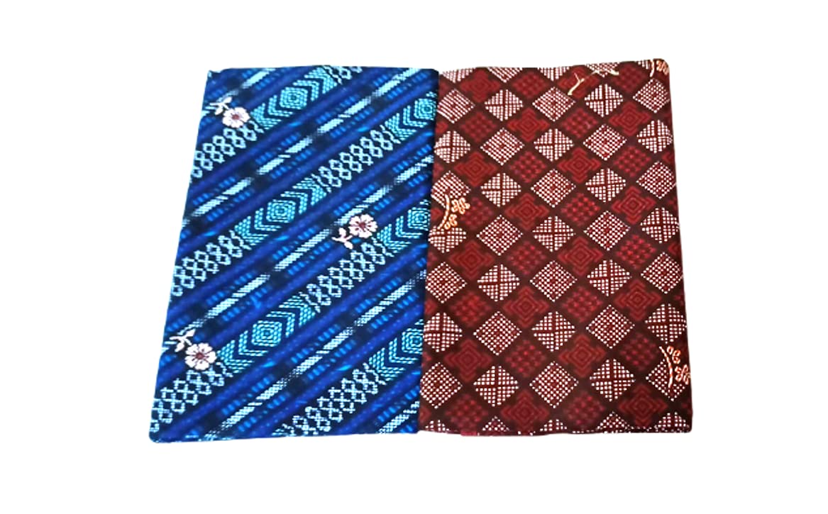 Craftopia Overseas Combo Men's Cotton Lungi Unstitched 2 Meter Pack of 2 Lungi Multicolor-03