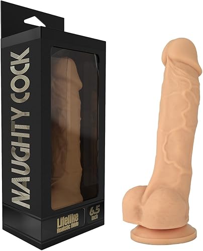 Consolador de silicona realista, con succión. Premium. 6.7 pulgadas. de Naughty., Piel, 1, 1