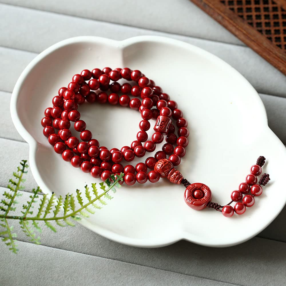 Bransoletki Bodhi, koraliki modlitewne, bransoletka z koralików modlitewnych, koraliki modlitewne, naturalny cynober bransoletka z koralików 108 6 mm koraliki buddy cynober różaniec unisex para