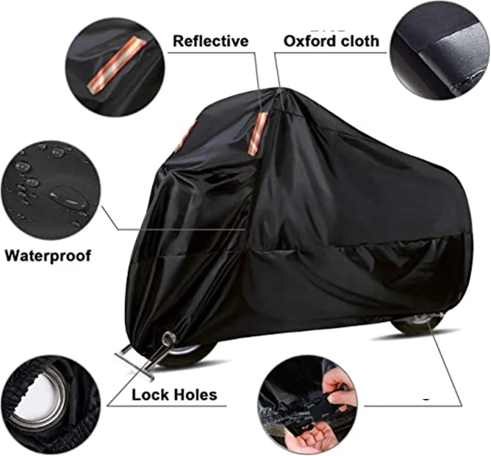 Coprimoto in tessuto Oxford | Telo coprimoto da esterno nero di varie dimensioni: parasole agli ioni di pioggia(3XL)