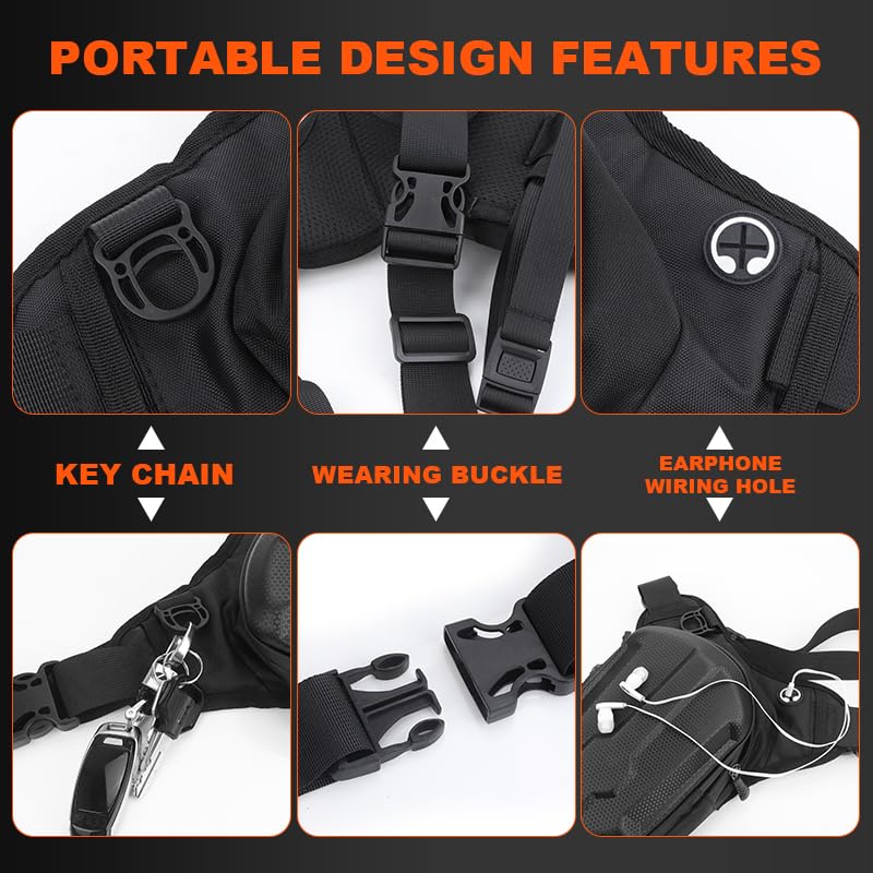 Pernera moto para evitar bolsillos llenos con riñonera impermeable de pierna 6