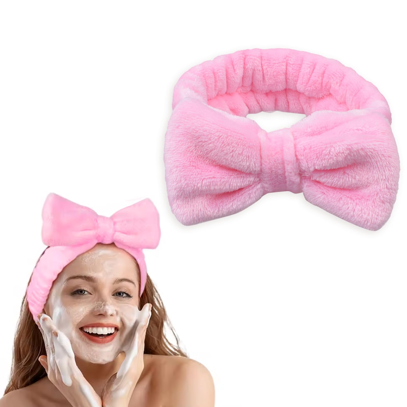 Cerchietti per capelli da spa, fasce per il trucco da donna, fascia per il viso in morbido pile corallo per trucco, fasce per capelli con fiocco per lavare il viso, doccia, cura della pelle