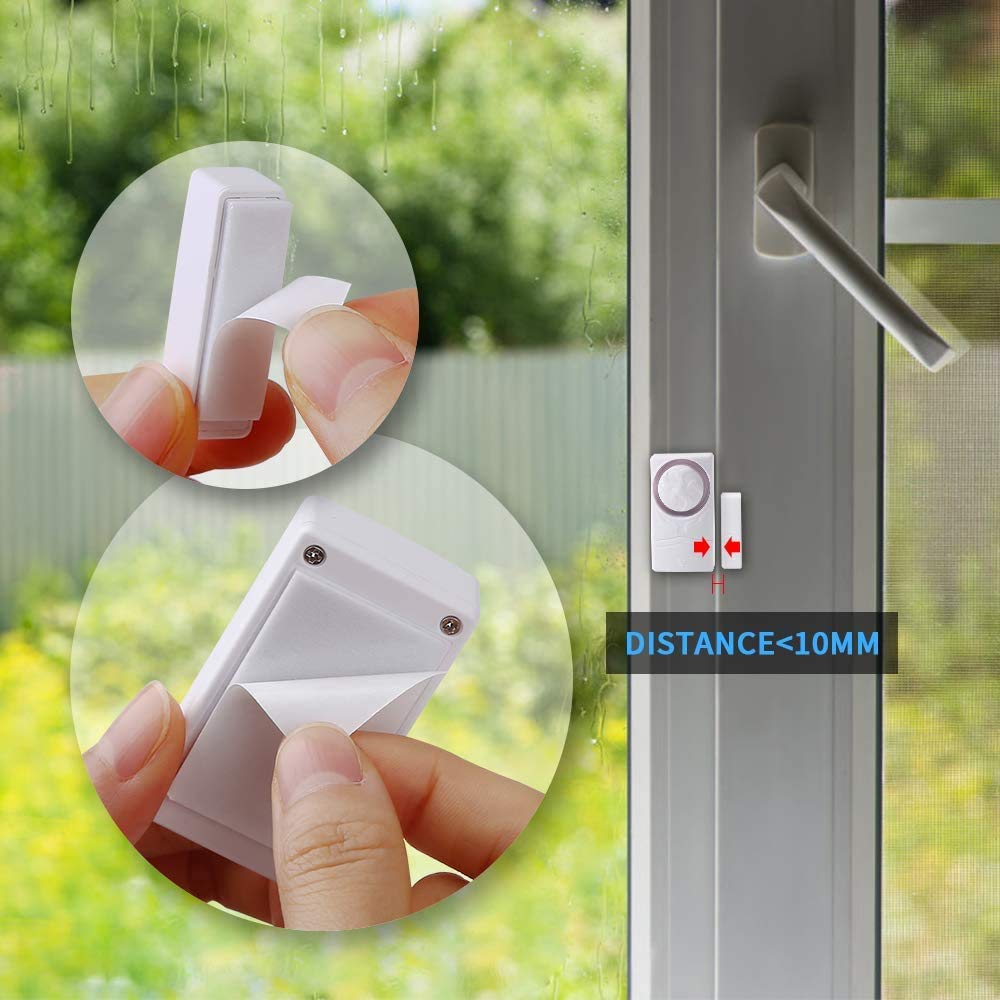 Sistema de seguridad inalámbrico de alarma magnética con sensor de retardo de 110 dB, 4 en 1 modo de alarma de ventana de 10 piezas