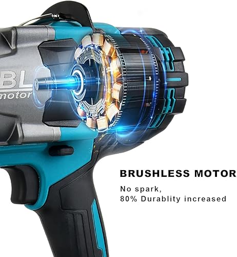 Miniatura 7 de Llave de impacto inalámbrica de 34 pulgadas sin escobillas de alto par 1475 Ft-lbs (2000 N.m) Llave de impacto resistente con 2 baterías de 6.0 A,