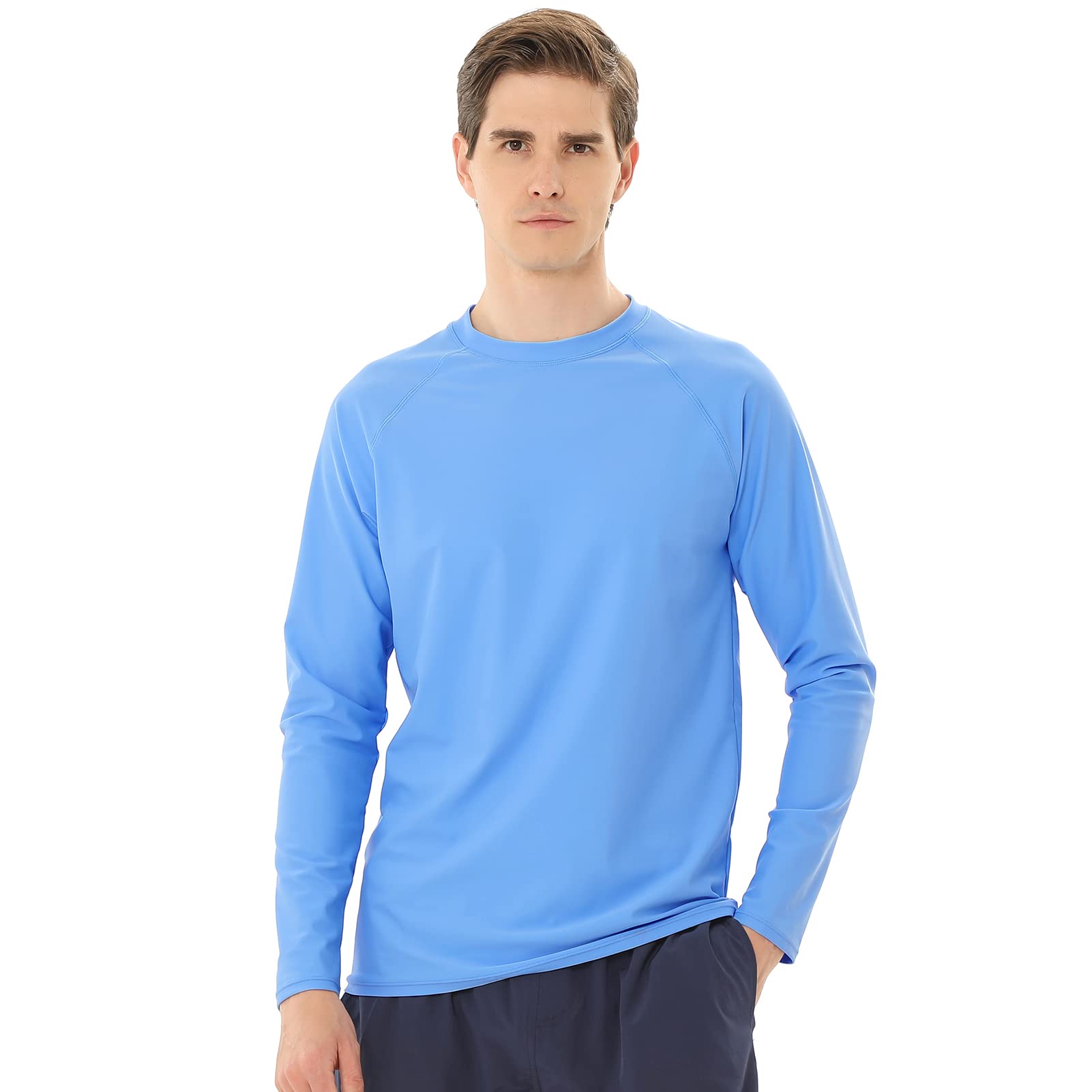 Maglietta Anti UV a Manica Lunga Uomo Rash Guard Shirt Costume da Bagno UPF 50+ Protezione Solare Asciugatura Rapida