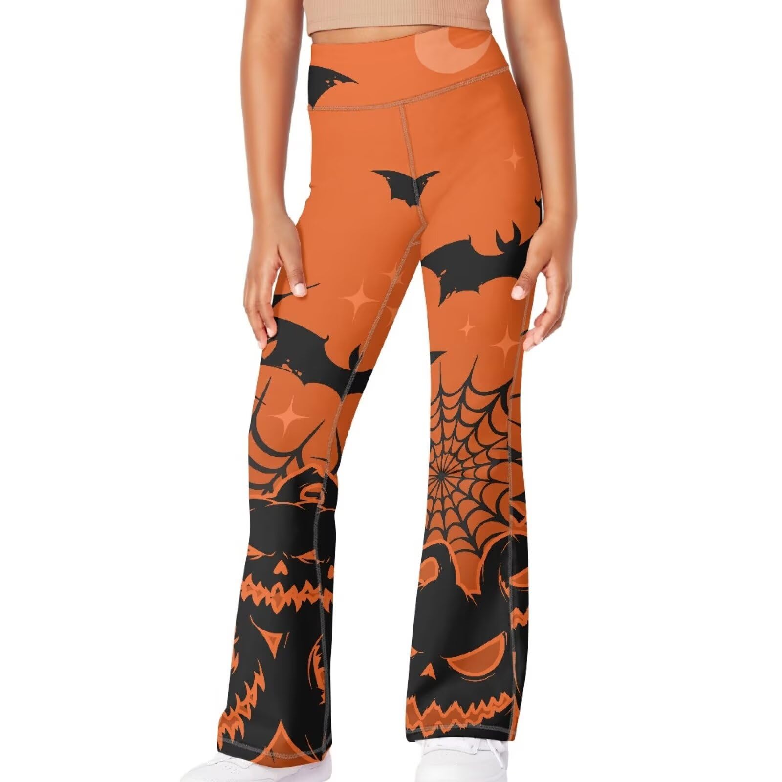Girls Leggings Floral Print High-Waisted Flared Pants 5-14 Years