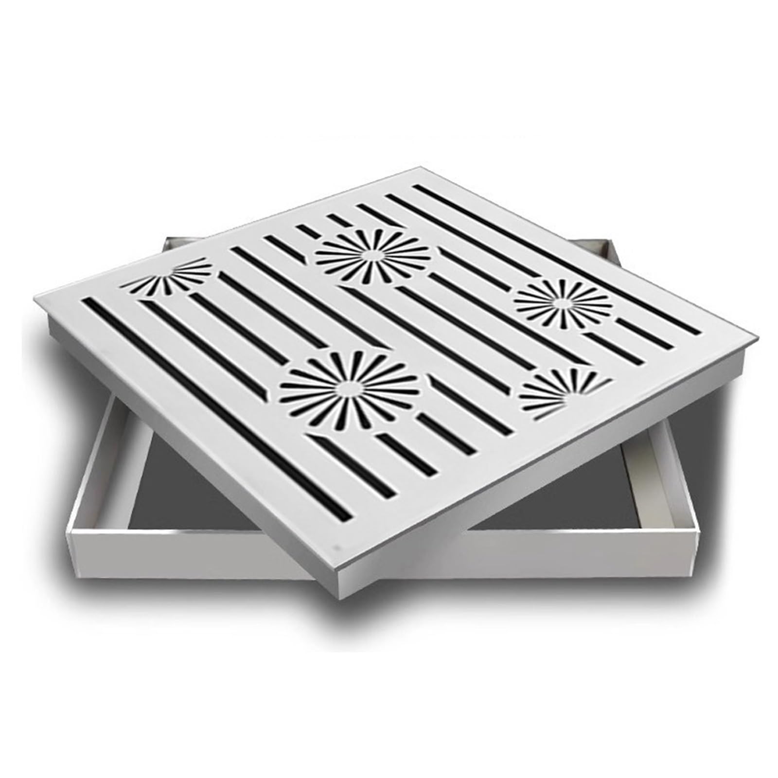 FCXWEVR 304 Stainless Steel Manhole Cover DoubleSlot Draina Gratefor Vehicle Access Concrete Pavement & Patio 60x30x3cm / 24x12x1.2in