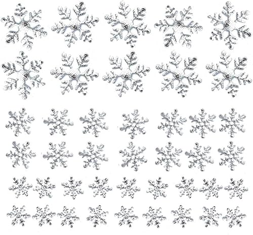 Miniatura 10 de 800 piezas de decoraciones de confeti de copos de nieve azules de Navidad, manualidades de confeti de nieve falso, suministros de fiesta de Navidad
