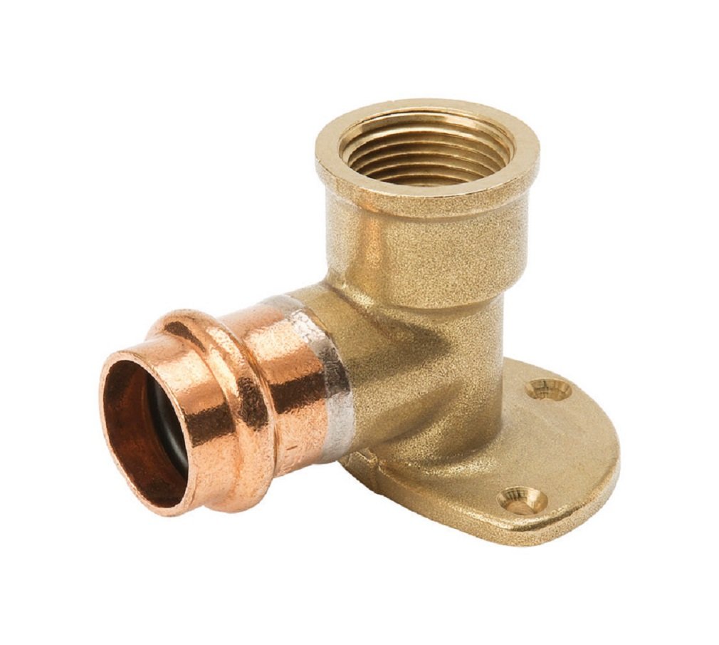 Mueller Streamline Streamline 1/2 in. Press x 1/2 in. Dia. Press Copper Elbow Drop 90 Degree with Wall Plate
