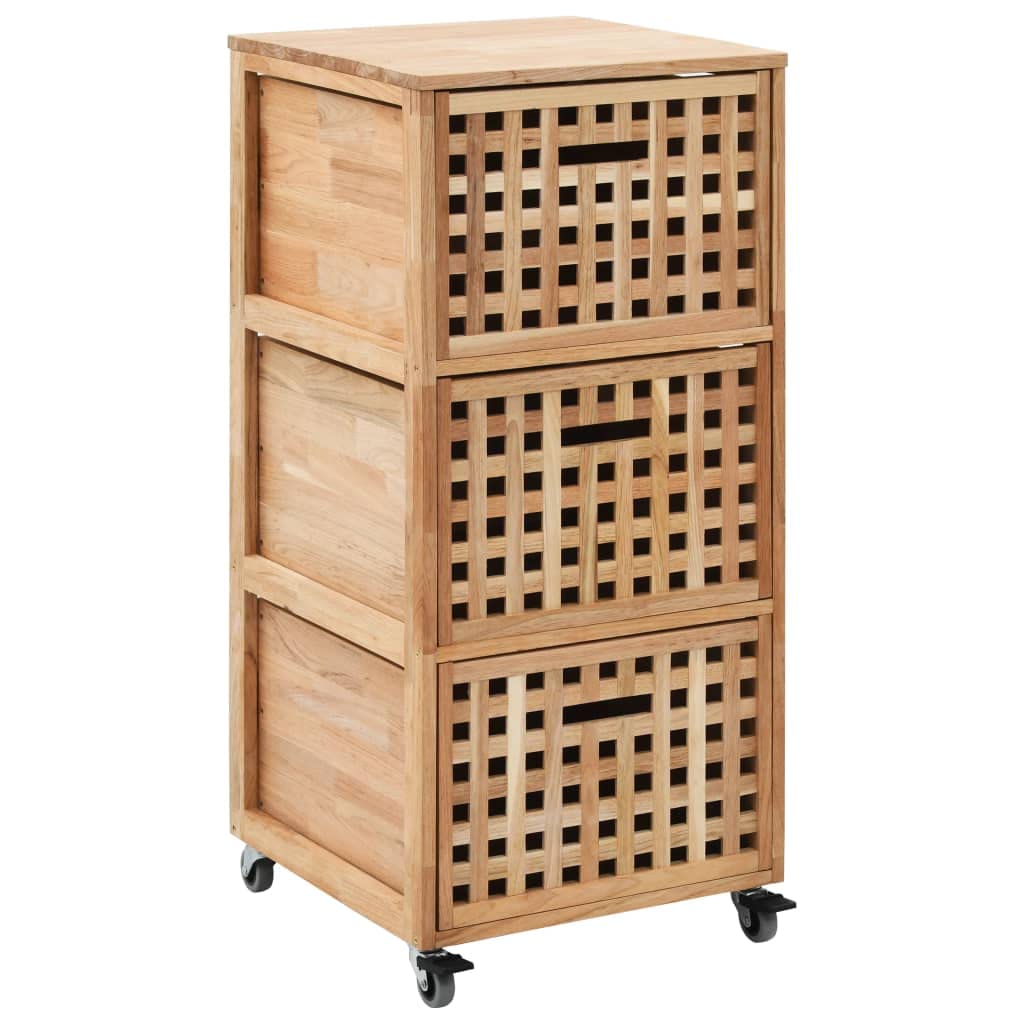 Armario de Baño de Madera con 3 Cestas, Mueble de Almacenamiento con Ruedas para Toallas y Productos de Higiene, Diseño de Celosía para Ventilación, Fácil