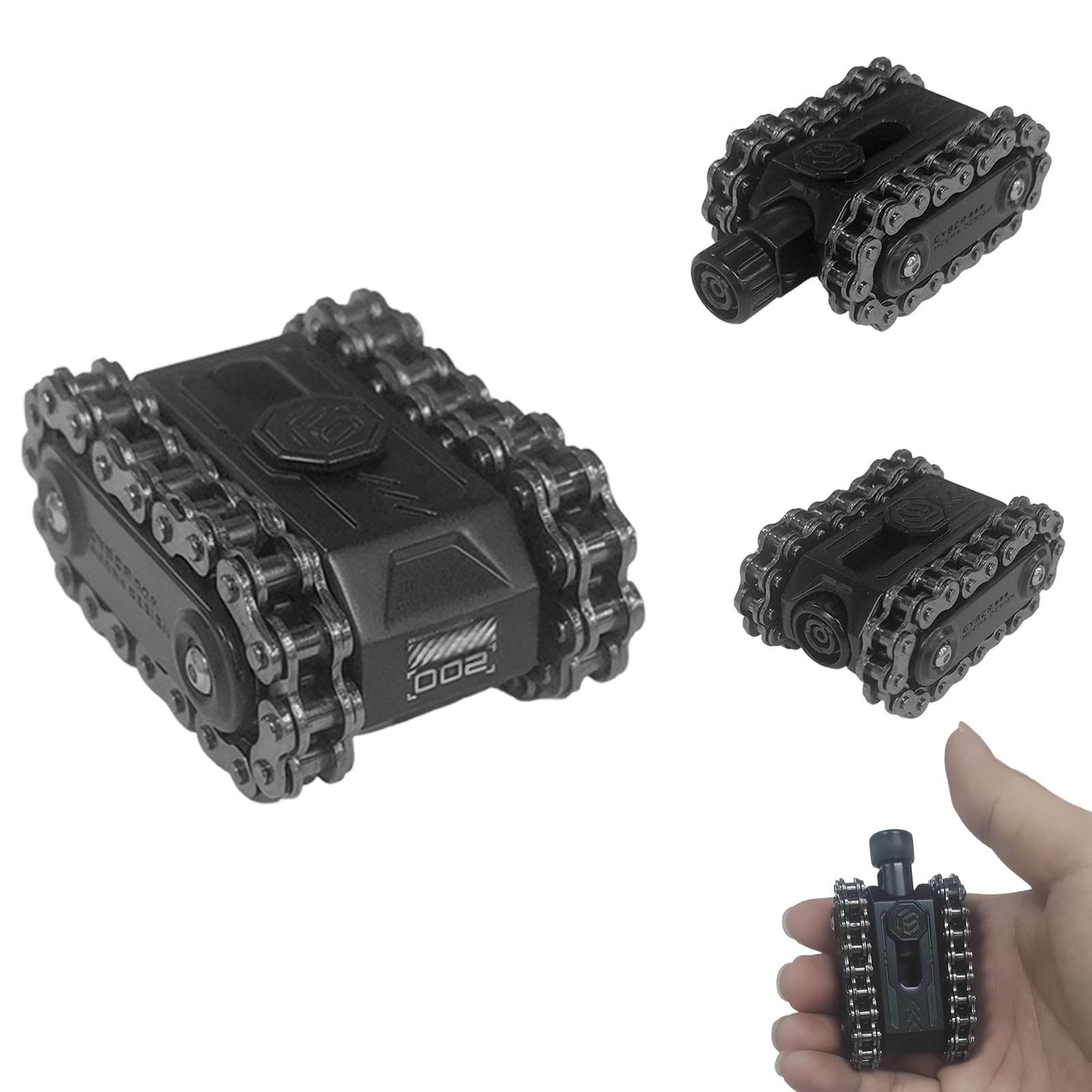 Topsky フィジェットトイ フィジェットスライダー おもちゃ EDC 戦車造形 タンク 回転可能 フィジェットカード ガジェット メタルプッシュ フィジェットキューブ ストレス発散グッズ 暇つぶし ストレス解消 プッシュとプル 大人 誕生日 クリスマス 新年 プレゼント (ブラック)