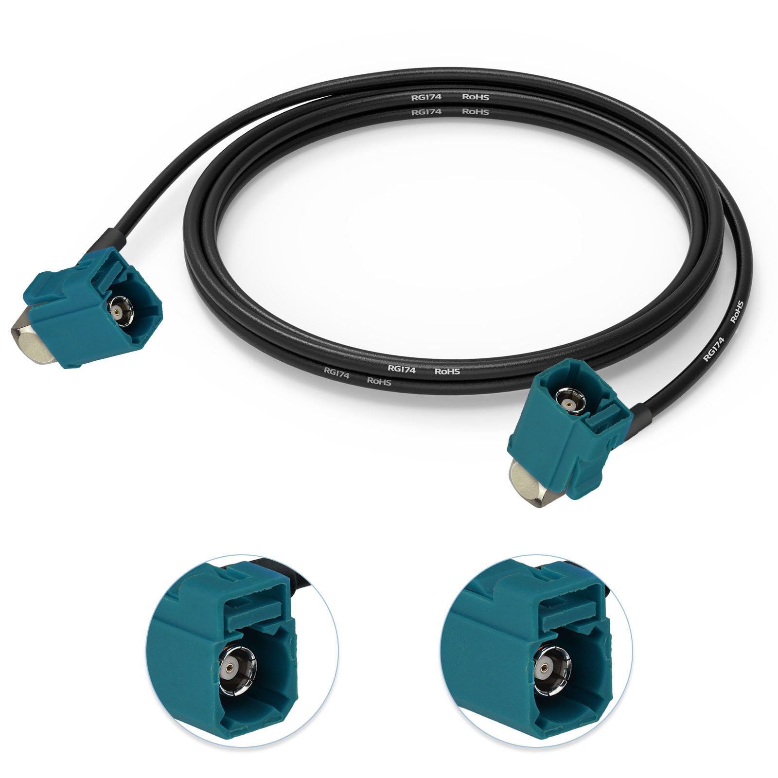 SZSAUTO Fakra Z Female Right Angle to Fakra Z Female Right Angle RG174 Extension Cable 1.5m/4.92ft, Car Stereo Radio Antenna Adapter Cord for Car