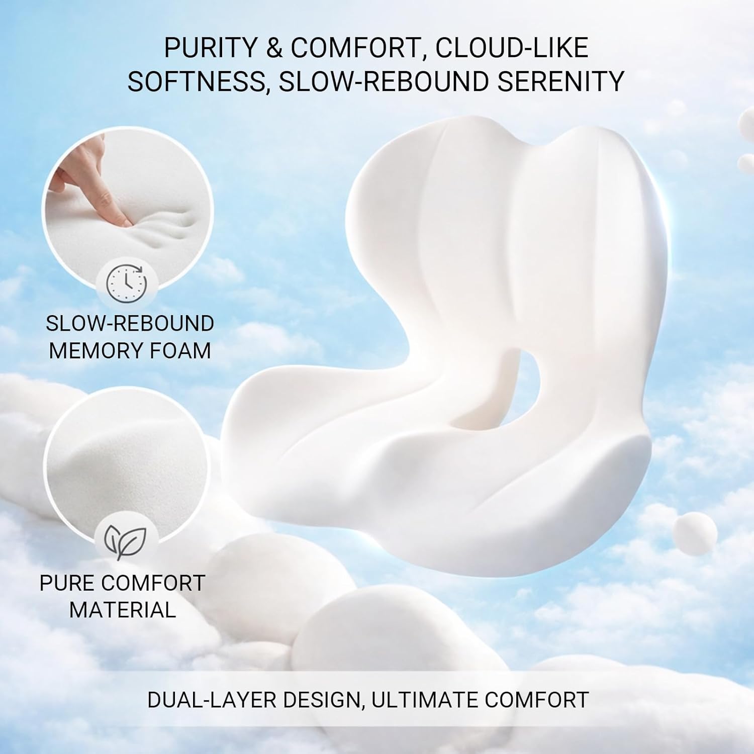 Memory Foam Ergonomic Seat Cushion Set - Lumbar Pillow with Back Support | Non-Slip L-Shape Design for Office Chair, Truck, Car Seat | Posture Support, Comfort for Long Sitting
