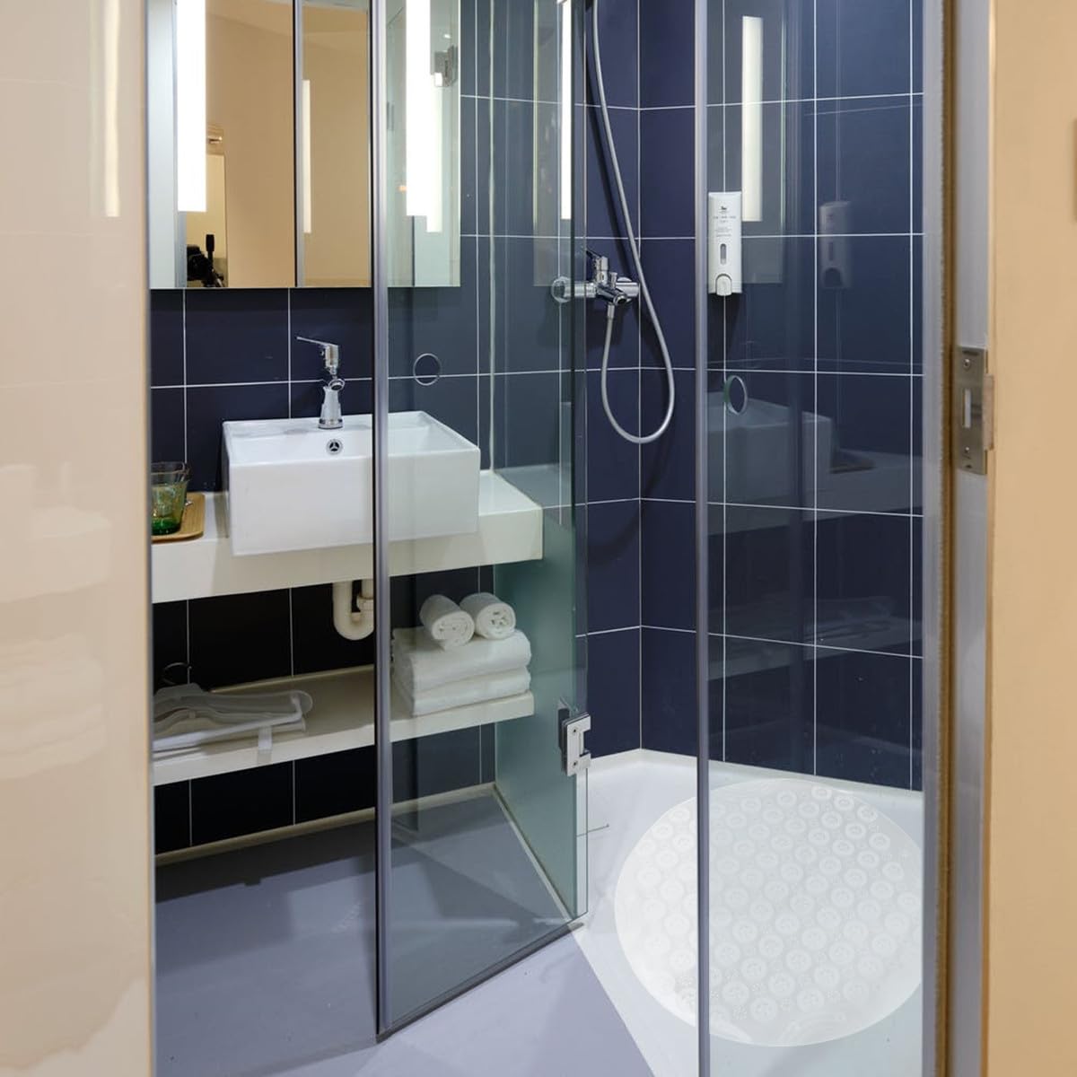 TOYANDONA Tappetino Resistente da Rotondo Bianco Antiscivolo in Pvc e Bagno Ventosa per Cucina Corridoio