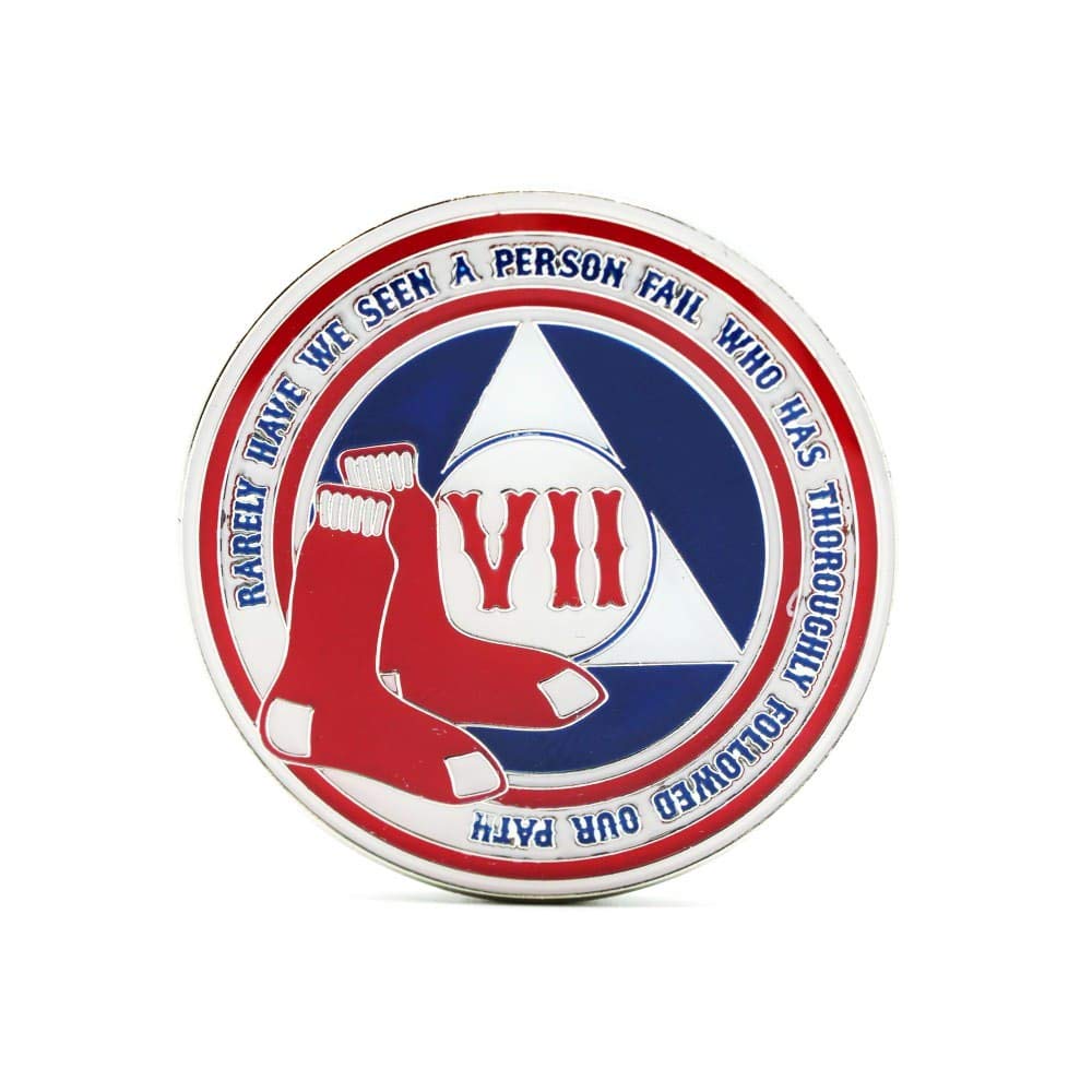 MYRECOVERYSTORE 1-50 Years Alcoholics Anonymous Red Sox Style AA Chip Medallion