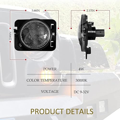 Miniatura 6 de Nevibow 4 luces direccionales delanteras y luces de posición laterales para Jeep Wrangler JK 2007-2018, lente ahumada, amarillo ámbar, señal de giro