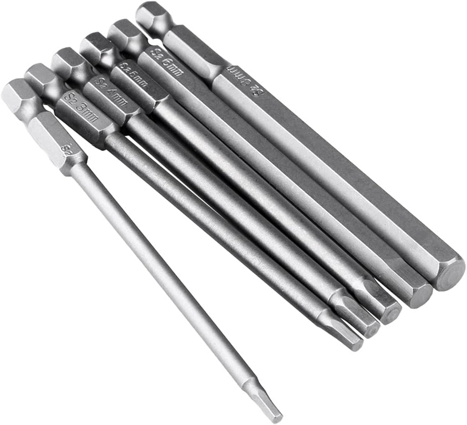 Yakamoz 6pcs Magnetic Inner Hexagon Hex Head Drill Screwdriver Bits Set with 1/4 Inch Hex Shank | 4 Inch Length