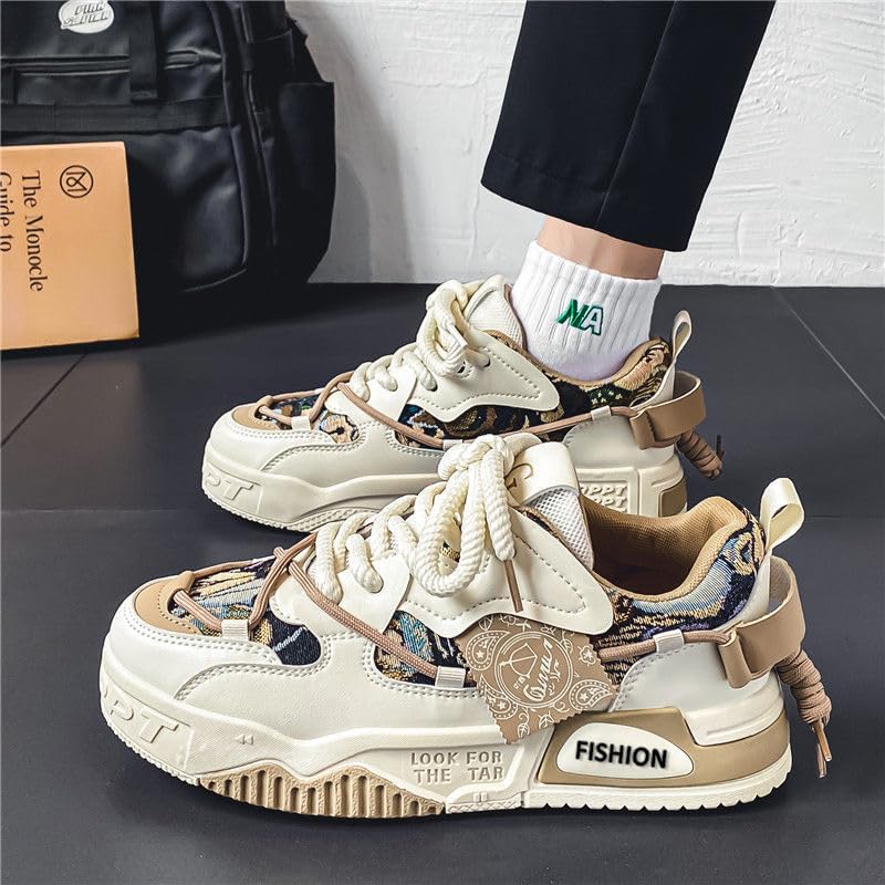 Men's Fashion Street Style Skateboard Shoes, Low-Top Lace-Up Casual Sneakers for All Seasons4