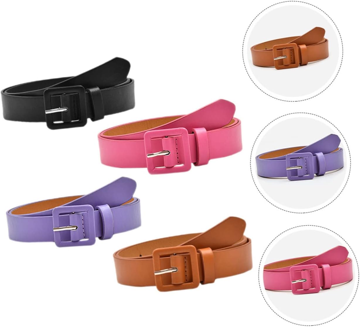 4pcs Imitation Belts for Girls All- Boy Girl Waist Belts Camel for and Jeans