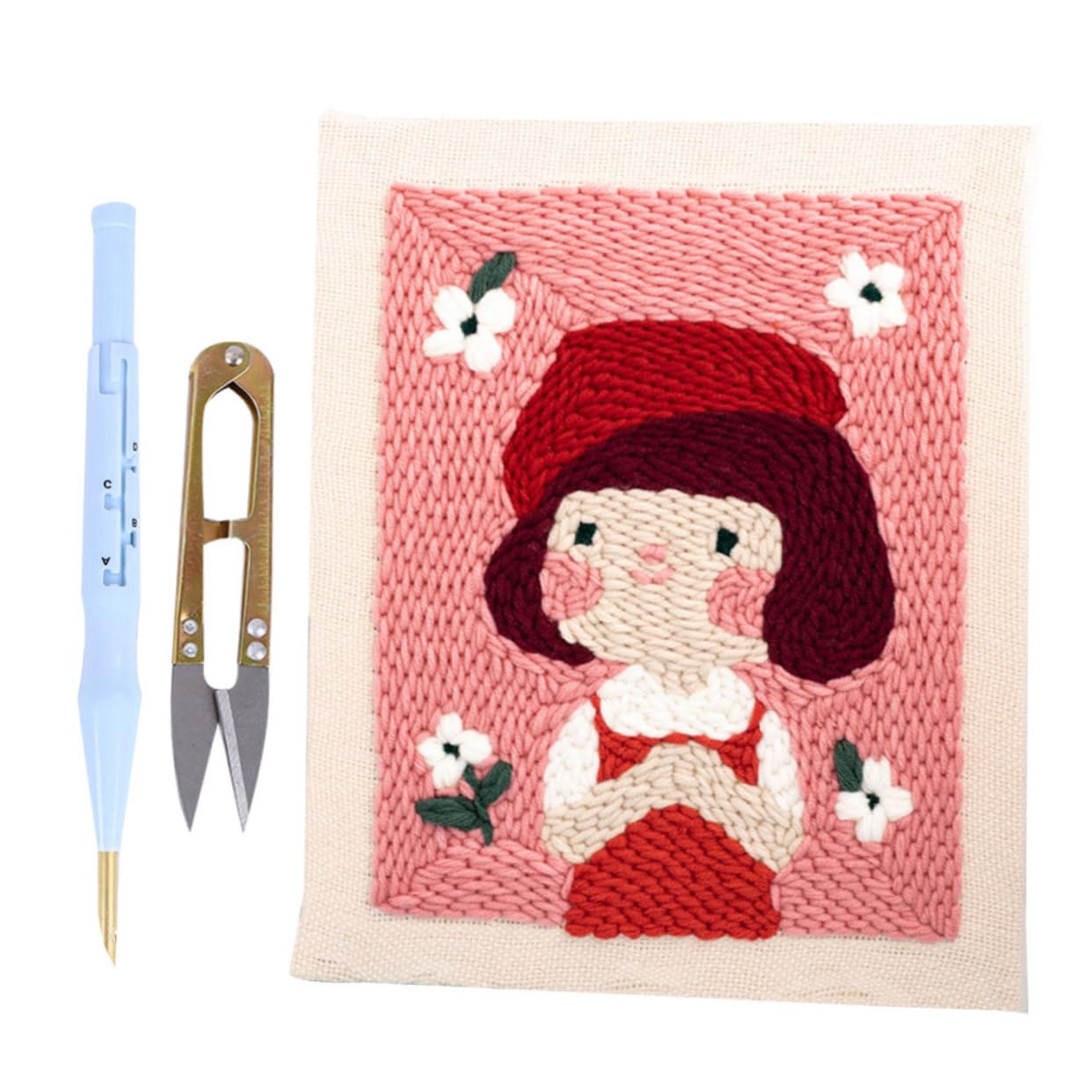 VILLFUL Kit de Broderie Poinçon et Accessoires en Bois pour Débutants pour Fil à Broder en Coton pour Création Artisanale et Loisirs Créatifs