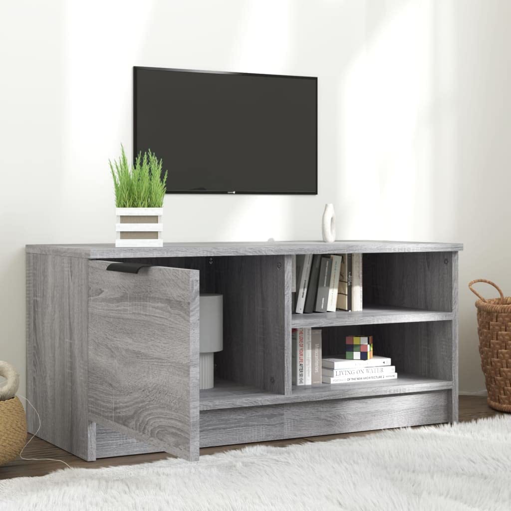 YCQYM Szary stojak pod telewizor Sonoma - 80x35x36,5 cm, drewniana szafka do przechowywania, meble do salonu, wszechstronny do sypialni, salonu i użytku biurowego