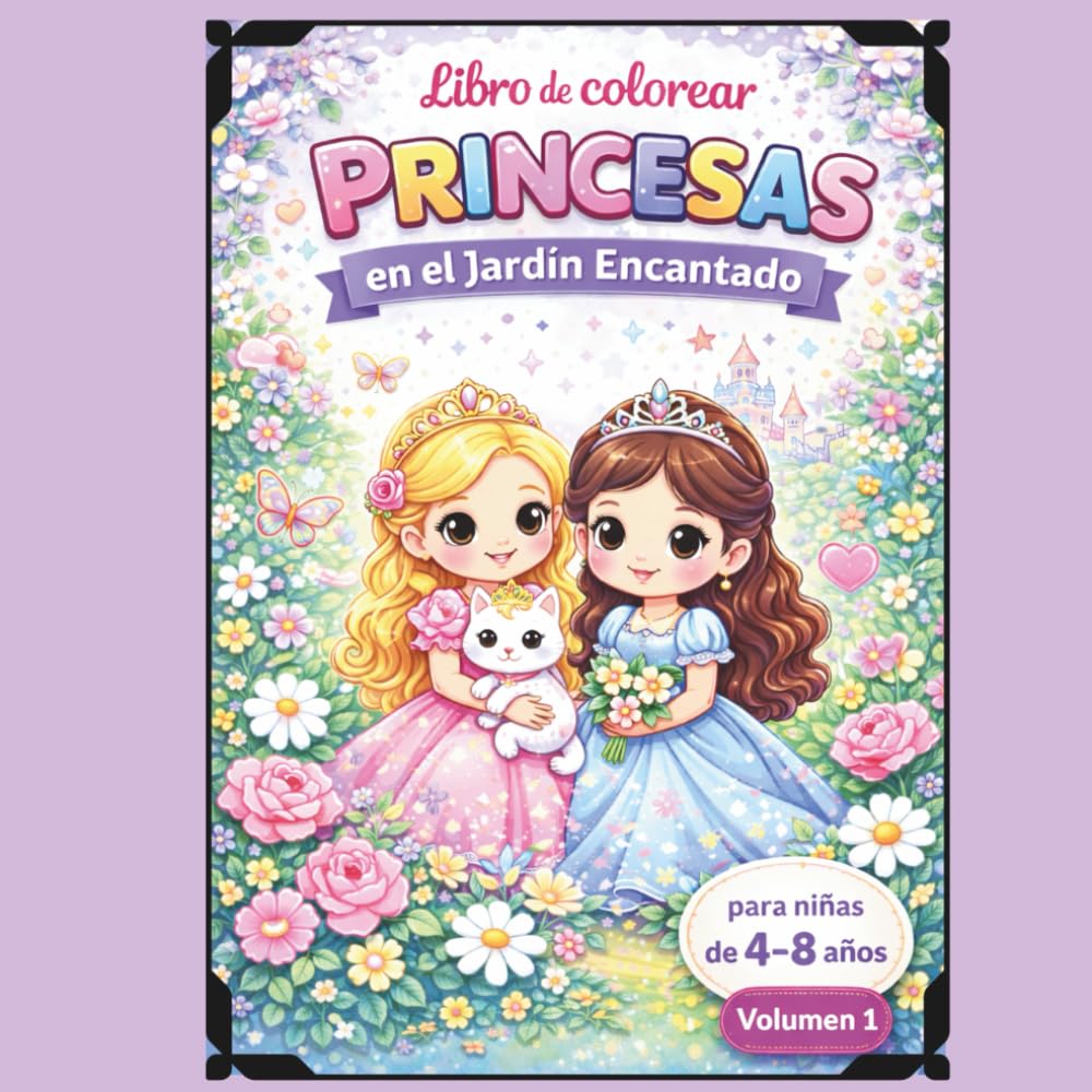 Libro De Colorear Princesas en el Jardín Encantado: 26 mágicas páginas para colorear con princesas encantadoras y animales adorables
