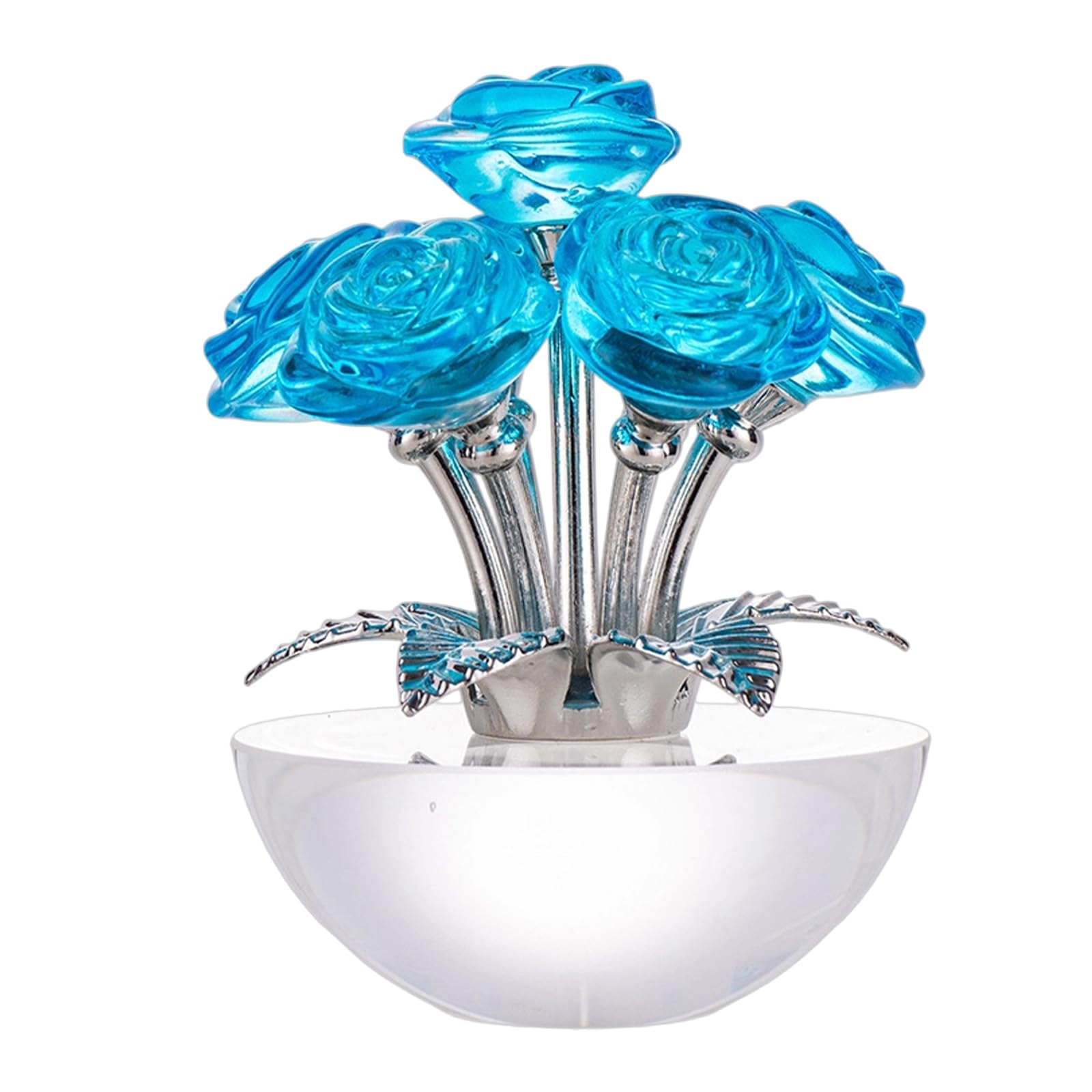 NRVTRE Lovely Glass Rose Ornament Sophisticated Addition Sphere Crystal Ornament Realistic Detail Enhances Your Interior Charm Artificial Glass Flower