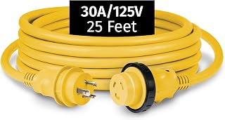 Marinco 30A 125V PowerCord Plus Shore Power Cordset, 25 ft, Yellow