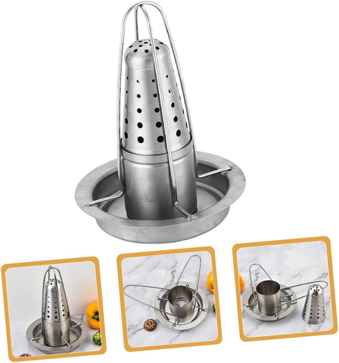 MERRYHAPY Chicken Roaster Tool Roast Rack Grilled Chicken Tray Purpose Grill Accessories for Outdoor Cooking