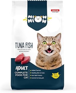 Taiyo Miow Miow Adult Cat Food, Tuna Fish Flavour, 1kg | Complete & Balanced Dry Diet with Natural Ingredients, Vitamins &... Price In India