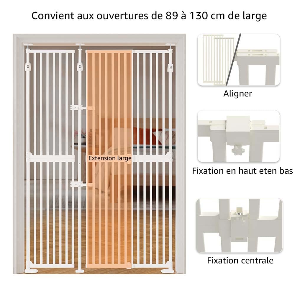 unipaws Barrière de sécurité pour Chat, Extra-Haute de 190 cm, barrière pour Animaux, avec Serrure, barreaux rapprochés, Montage sans perçage, Usage intérieur
