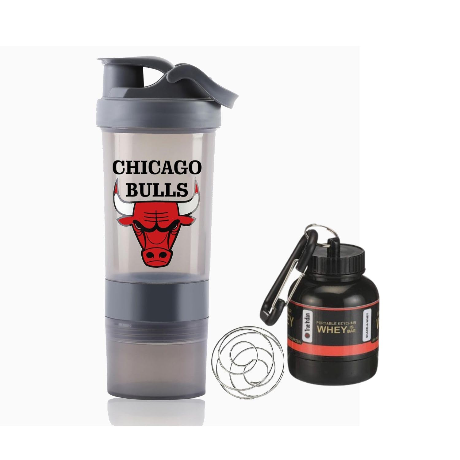 Gym Shaker Bottle Shaker for protein shake, gym shaker bottle shaker bottles With Whey Gym Container |gym protein shaker bottle | Gym Water Bottle- 500ml & Gym Container 30 ml (Grey)-image-49