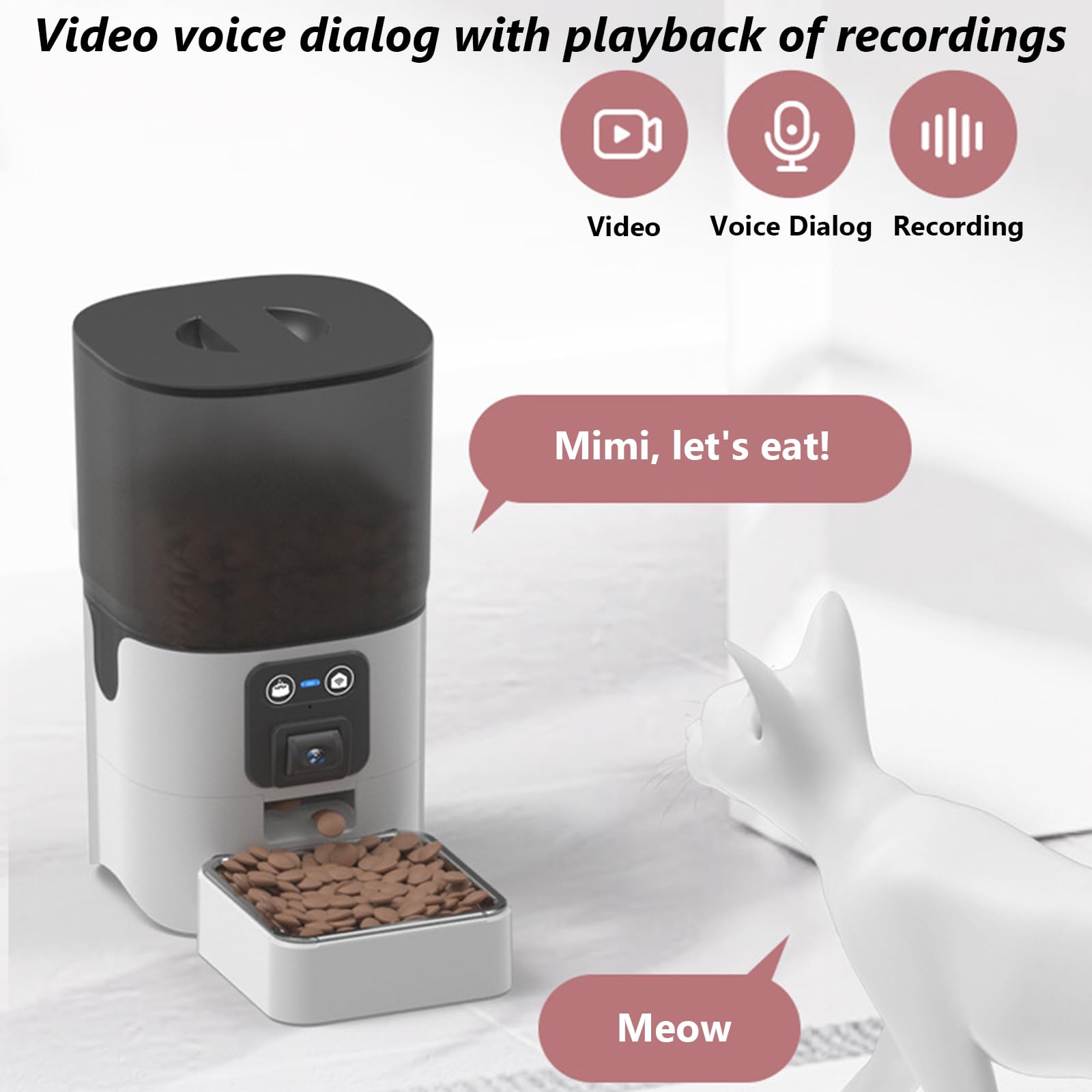 Distributeur Automatique De Nourriture 6L avec Contrôle App, Caméra 480P Dispenser Cibo Gatti con Timer Programmabile Distributore Crocchette Gatto con Ciotola in Acciaio Inox