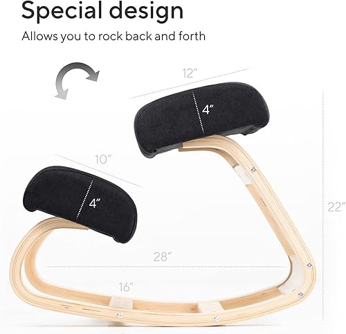 Miniatura 3 de Luxton Home Silla ergonómica de rodillas con acolchado extra, soporte de postura, cómoda silla de escritorio, taburete mecedor en ángulo y asiento