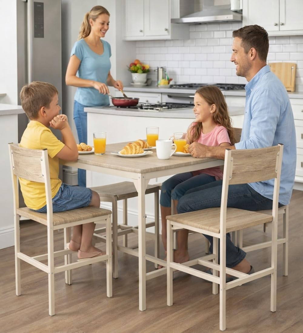 YELLOO Mod. PORTOFINO Set Mesa Bar con 4 sillas Beige Cocina Meubles