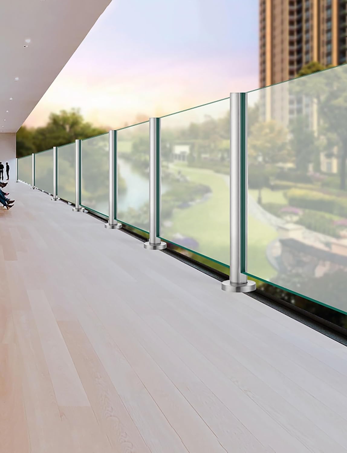 Stainless Steel 304 Stair Railing Post for Indoor/Outdoor Staircases and Balconies 10/12mm Glass Panel Support Column Durable Modern Design for Terraces,Singleside Clamp 85cm