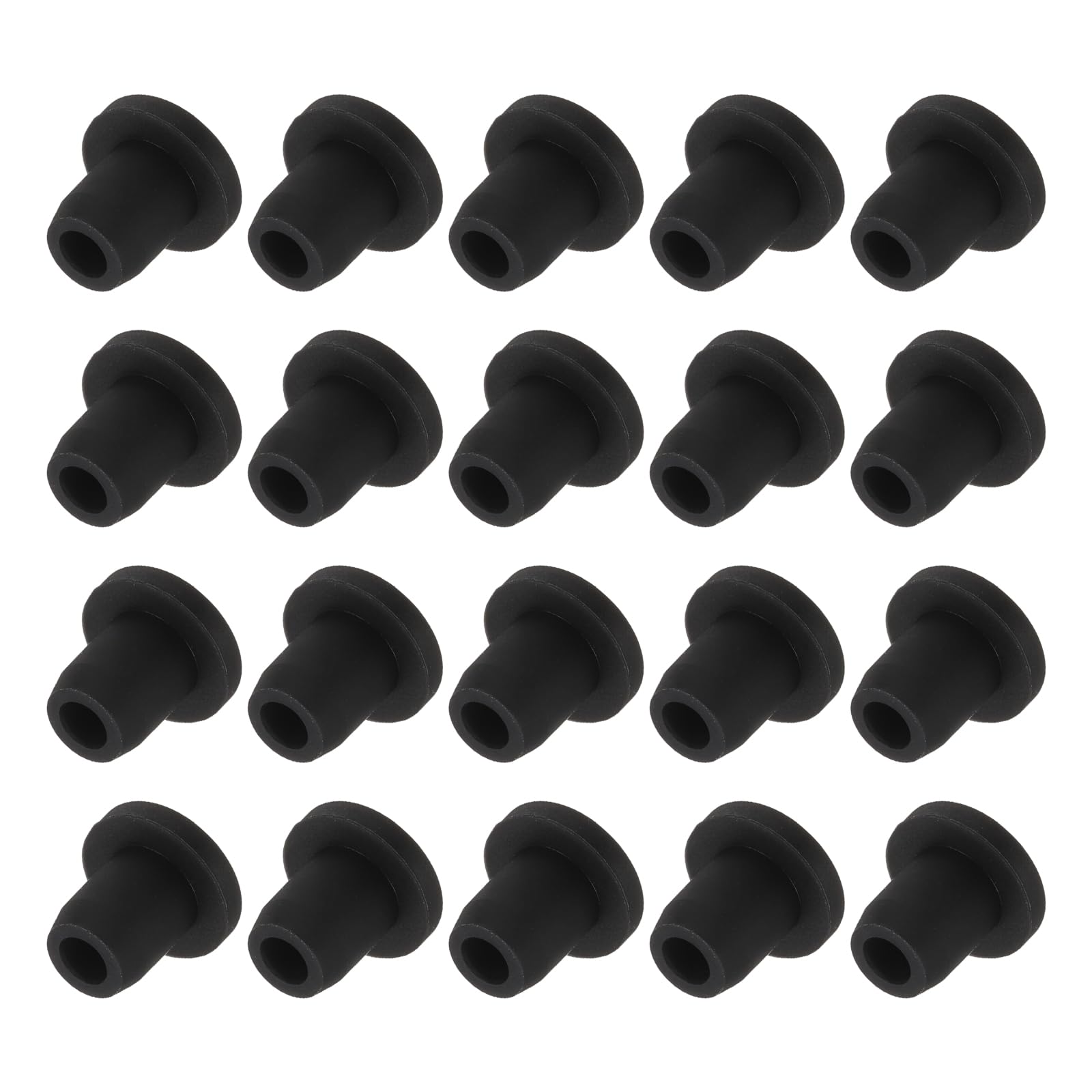 sourcing map 20 PCS Silicone Stopper Replacement Plug for Salt Shakers, 2/7in(6.8mm) Reusable Salt Shakers Hollow Stopper Sealing Plug for Flower Pot Pipe Bottle, Black