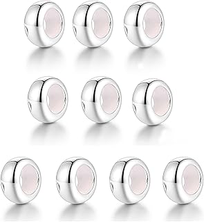 GW Stopper Charms 925 Sterling Silver Round Rondelle Spacer Beads for Charm Bracelets for Women