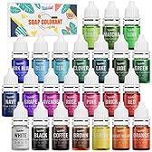 Soap Dye - 24 Color Food Grade Skin Safe Coloring for Bath Bomb and DIY Making Supplies - Liquid Concentrated Colorant Kit for Handmade Soaps and Crafts