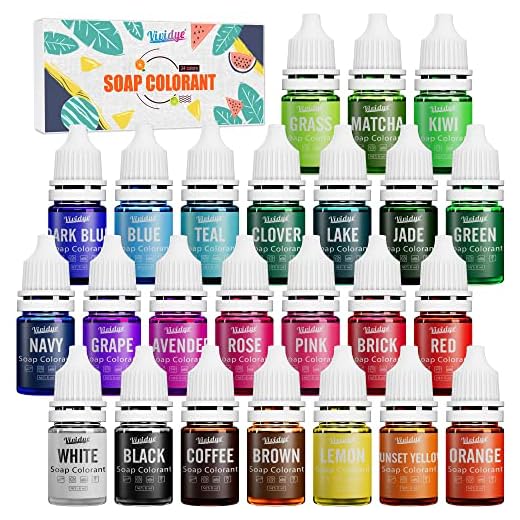 Soap Dye - 24 Color Food Grade Skin Safe Coloring for Bath Bomb and DIY Making Supplies - Liquid Concentrated Colorant Kit for Handmade Soaps and Crafts