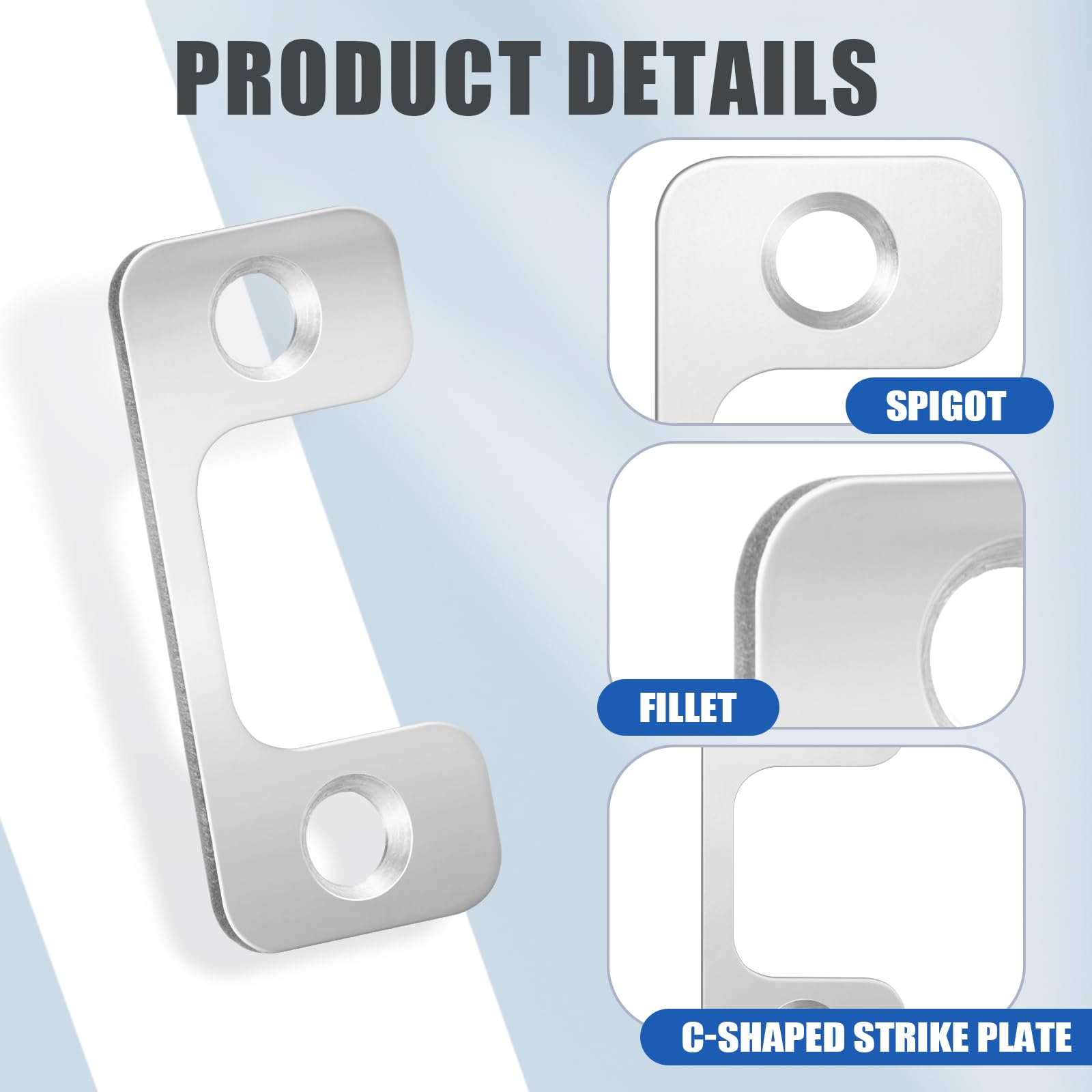 Tandefio 4 Pcs 1 x 2-1/4 Door Strike Plate with Screws