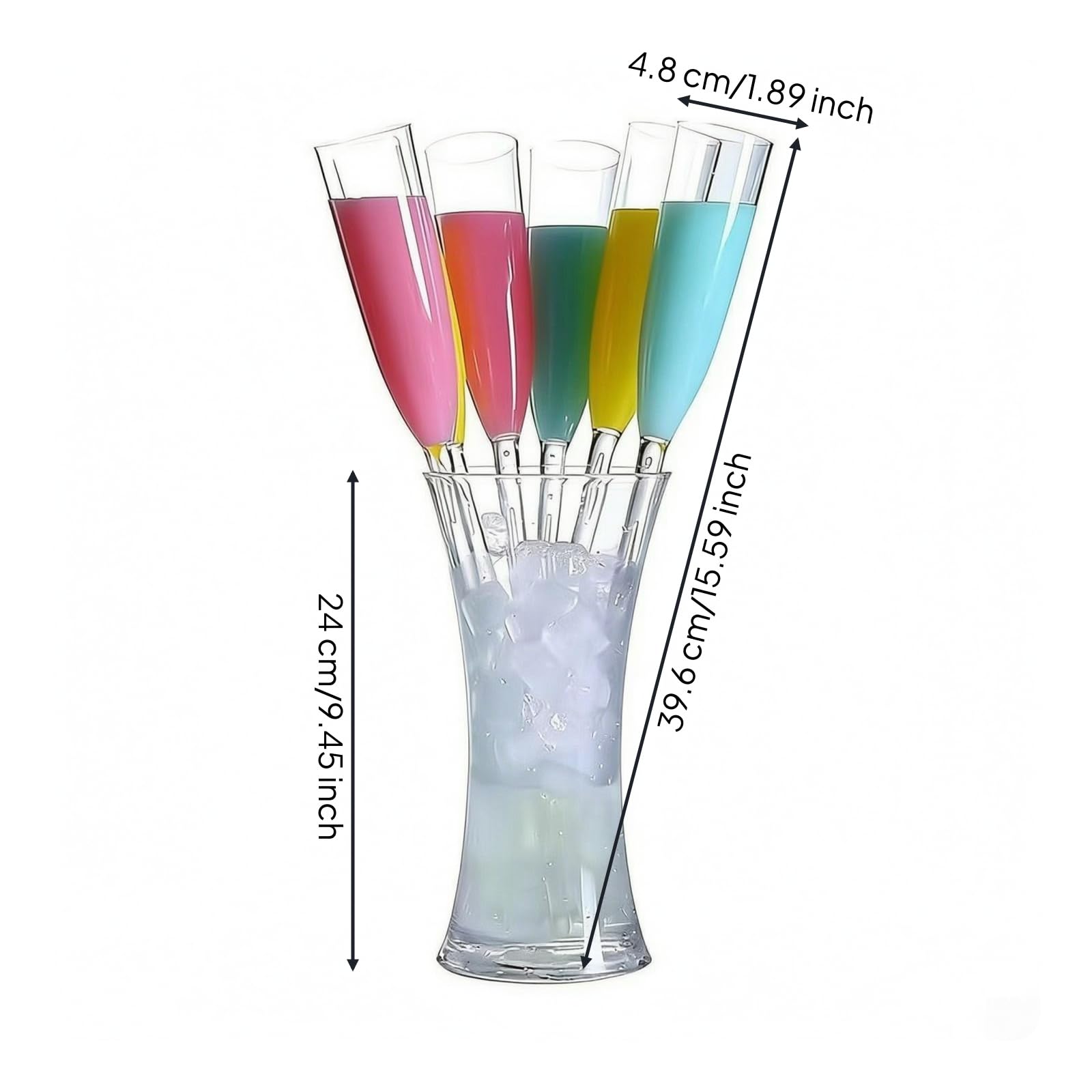 6 Pezzi Bicchiere con Base a Vita Rigidi Bicchiere con Stelo e Piede Integrato Resistente Agli Urti Bicchieri da Spumante per Bar, Celebrazioni, Trasparente