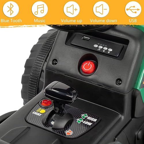 Miniatura 4 de VALUE BOX Tractor de paseo con control remoto de 2.4 G, batería de 12 V, tractor eléctrico con remolque, vehículos motorizados para niños pequeños,