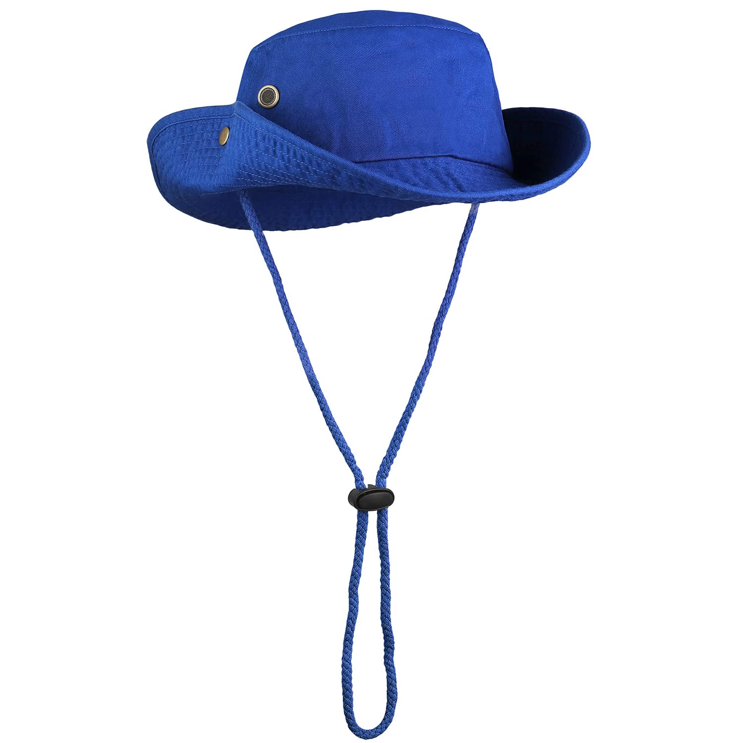 Sombrero de ala ancha para senderismo, pesca, safari, boonie, 100% algodón, protección solar UV para hombres y mujeres, actividades al aire libre, Azul Real, Large/X-Large
